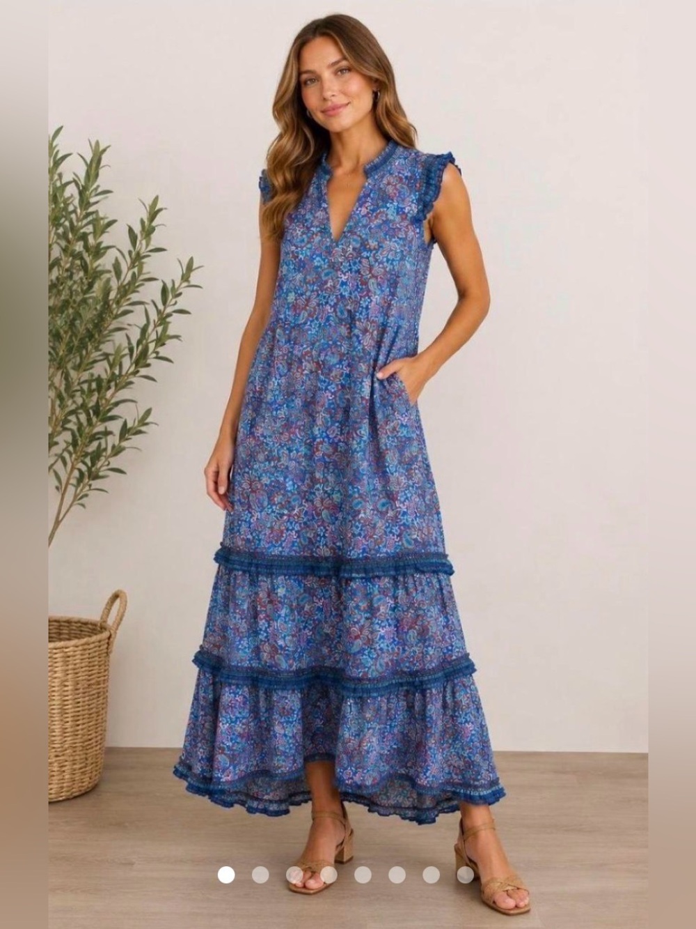 J. Jill Blue Paisley Tiered Sleeveless Maxi Dress. XL - Picture 1 of 9